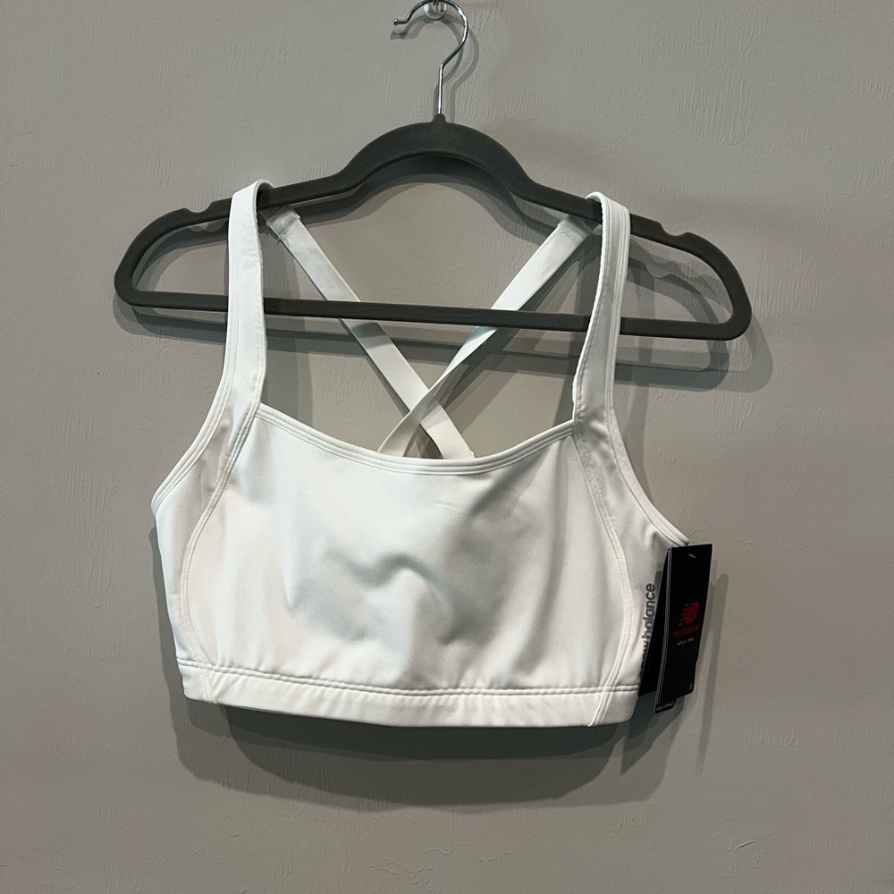 New Balance White Crossback Sports Bra